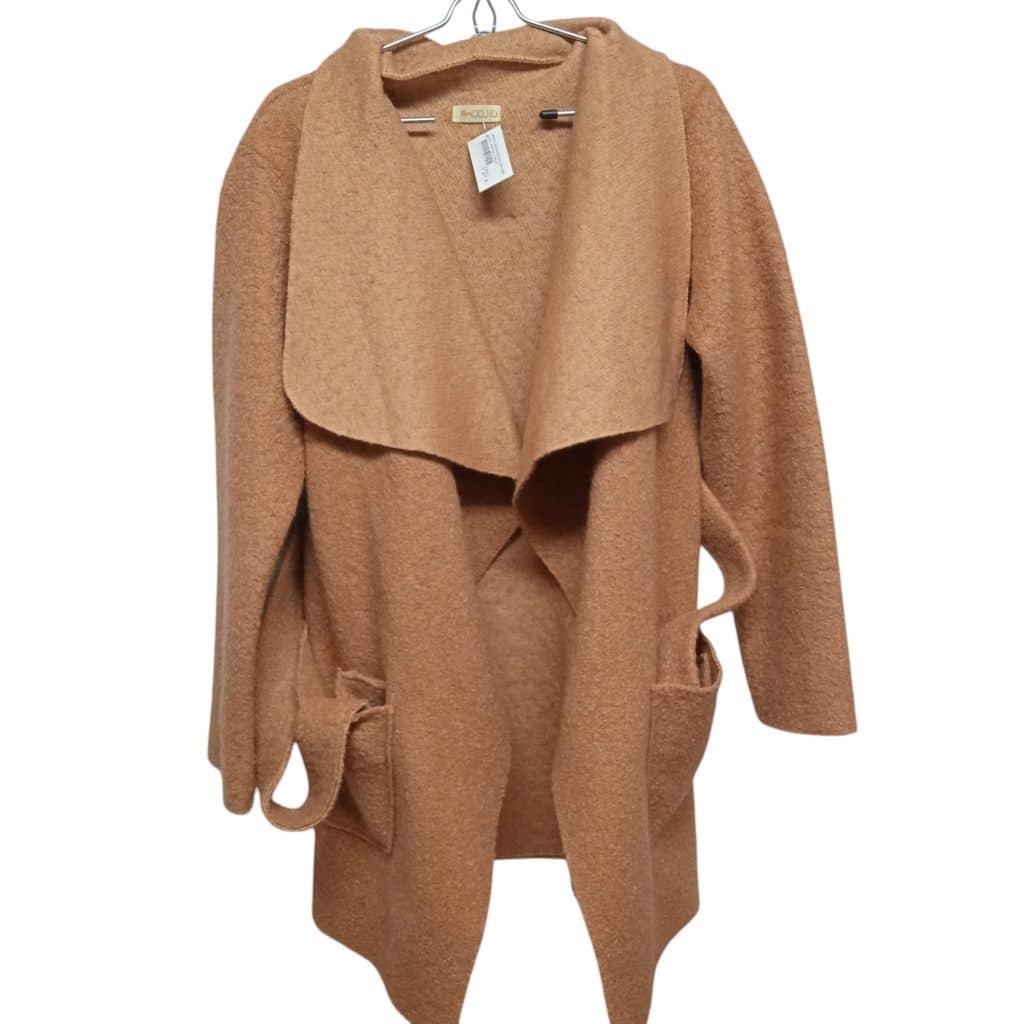 SACON LANA BEIGE CON LAZO  MARU D'OLIVO L  APR DET CUELLO