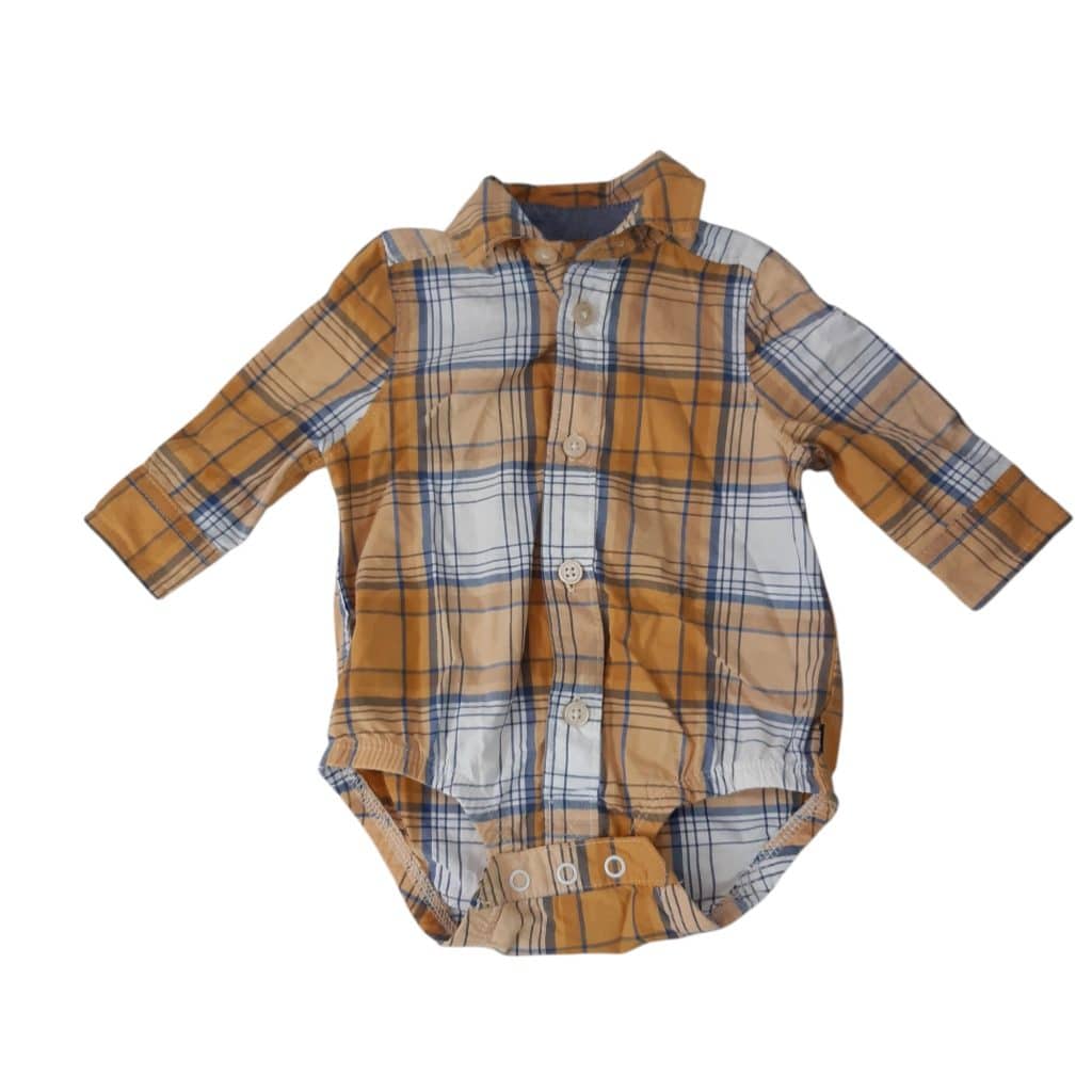 BODY CAMISA CUADRILLE AMARILLO BCO AZUL BABY BGOSH T3M