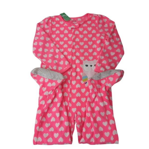 PIJAMA ENTERITO POLAR ROSA CORAZONES BCOS BUHO CARTERS T5 FR EMP