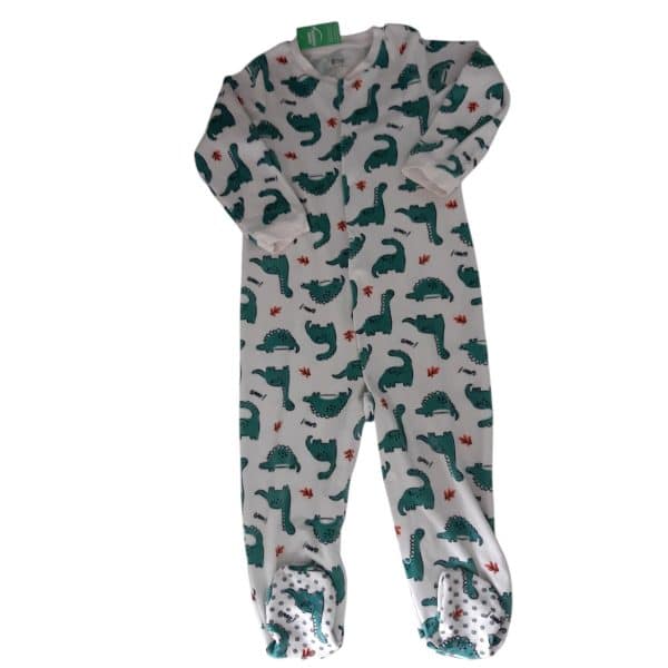 PIJAMA ENTERITO POLAR BCO DINOSAURIOS VERDES TEDDY BOOM T18/24M