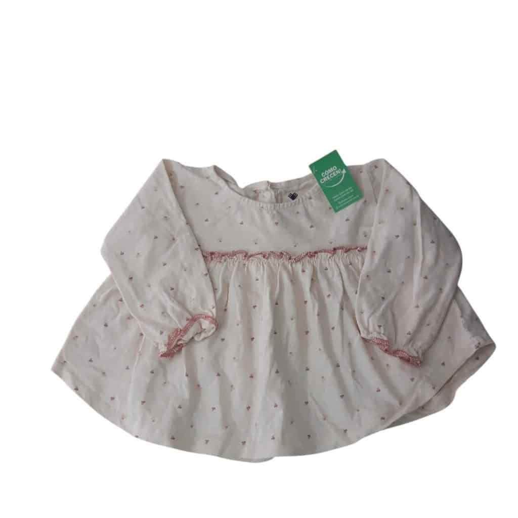 REMERA ALG ML BEIGE FLORECITAS CEREZAS BAS T9/12M