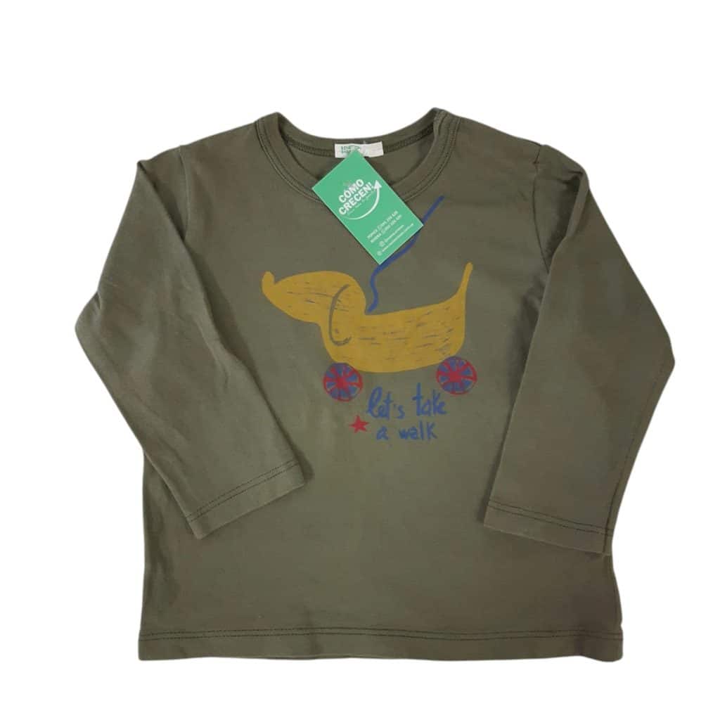 remera verde arrastre amarillo benetton t9/12m
