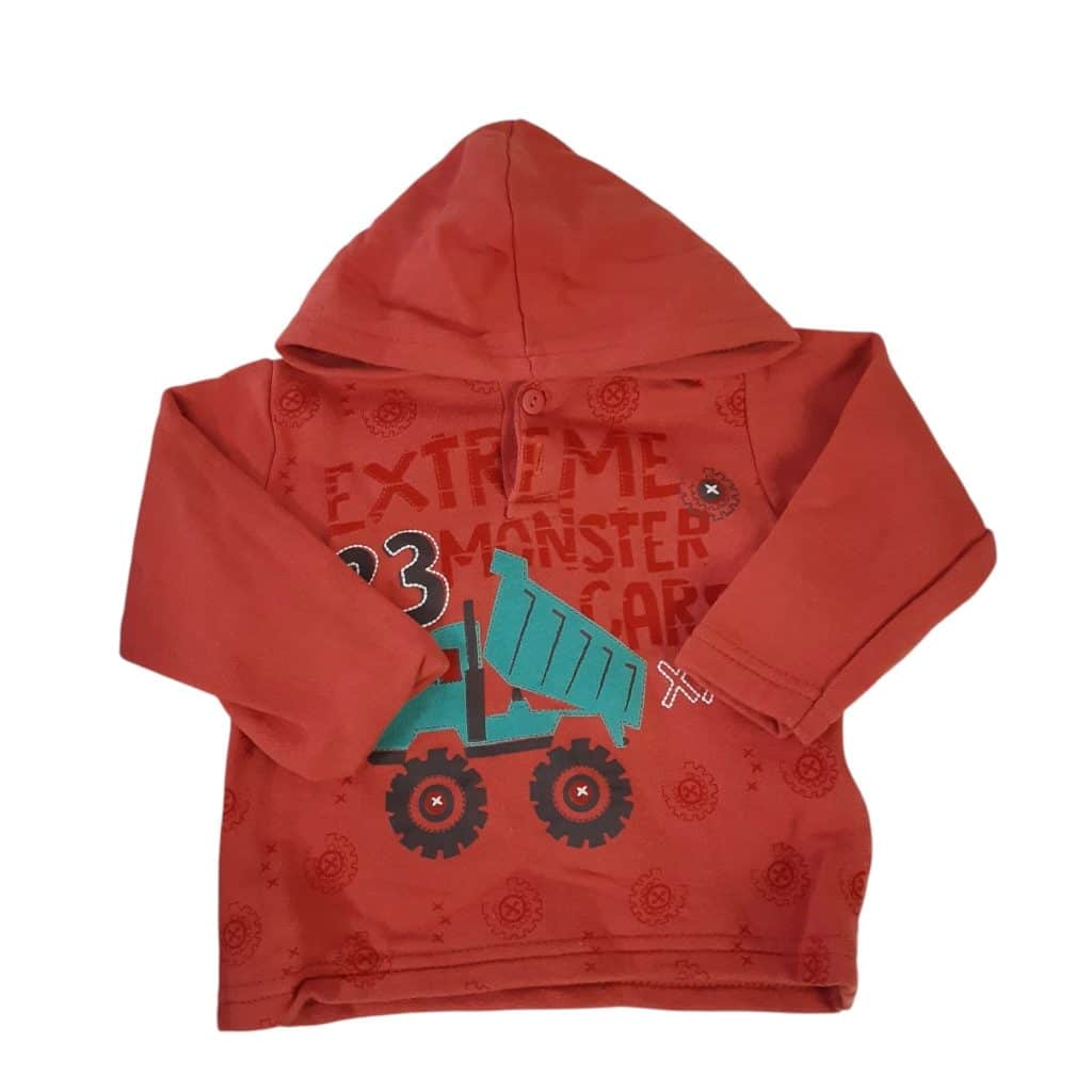 BUZO ALG NARANJA CAPUCHA CAMION CELESTE SO BAIXINHOS T9/12M AP