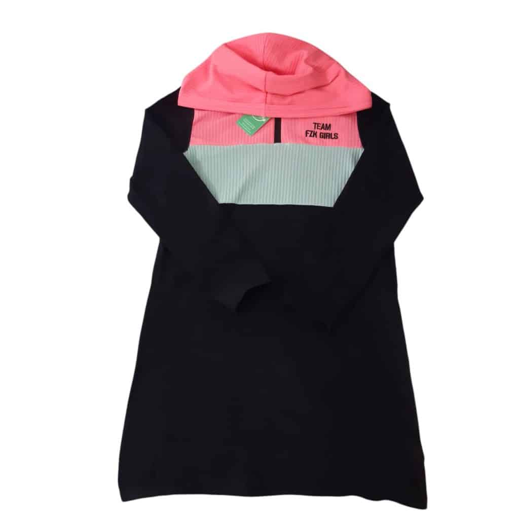 vestido alg c capucha fuzarka t 7-8 rosa celeste negro medio cierre