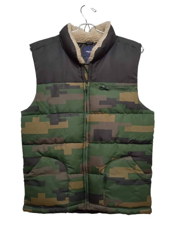 CHALECO GRIS VERDE TIPO CAMUFLADO CUELLO CORDERITO GAP T XL- 12