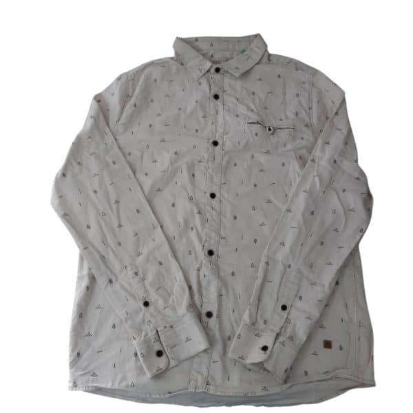 camisa m/l zara t 13-14 beige gris dibujitos