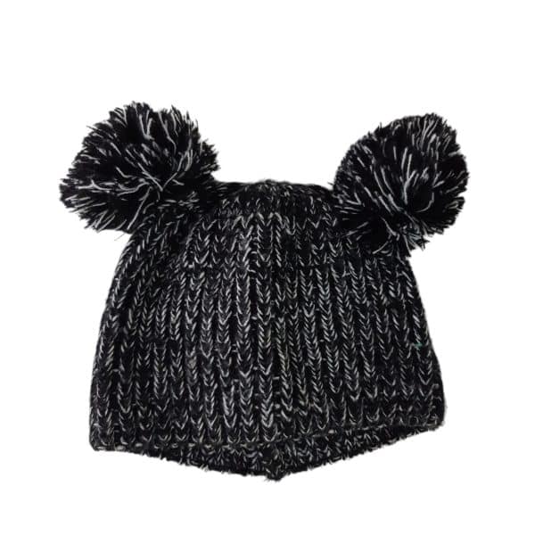 gorro lana pompones negro blanco guapa