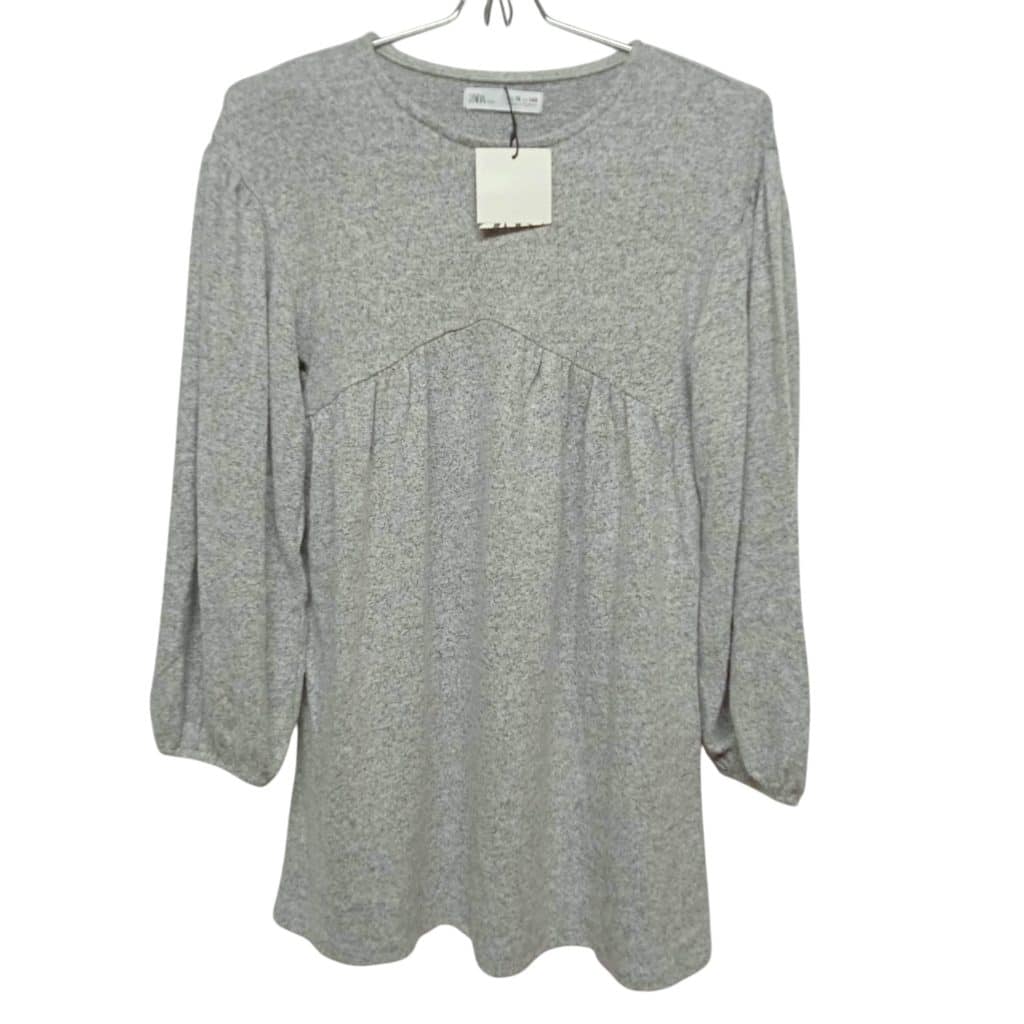 VESTIDO LANILLA GRIS NEGRO ZARAT 10 NUEVO
