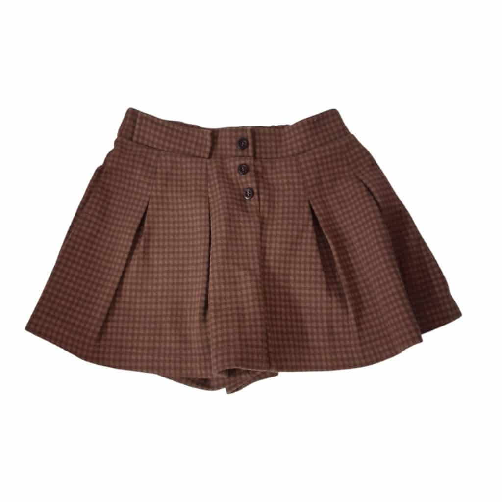 SHORT POLLERA VIYELA ZARA T 7 MARRON A CUADRITOS