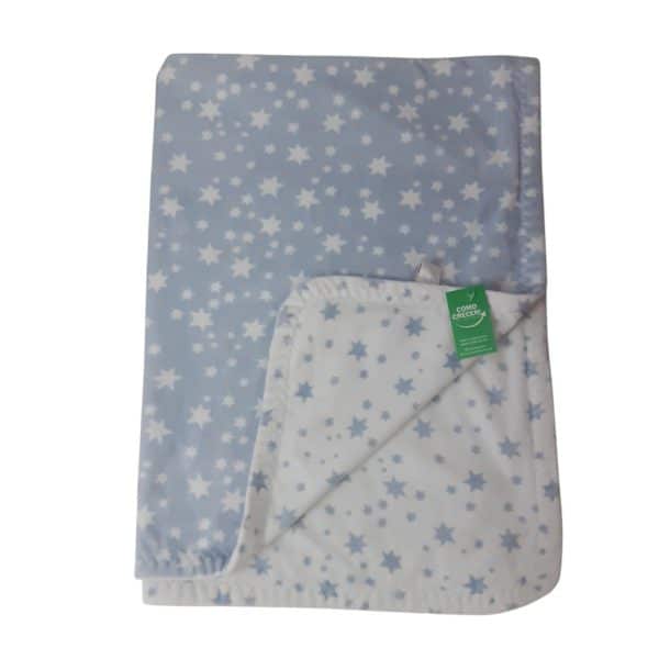 MANTITA BEBE POLAR ZARA HOME CELESTE BLANCO ESTRELLAS