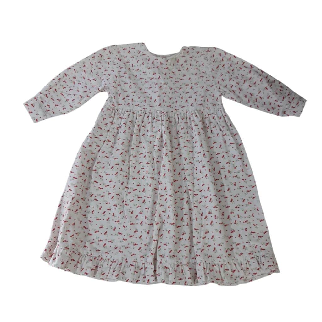 VESTIDO DE PANA BCO FLORES ROJAS PAPPOLINO T2