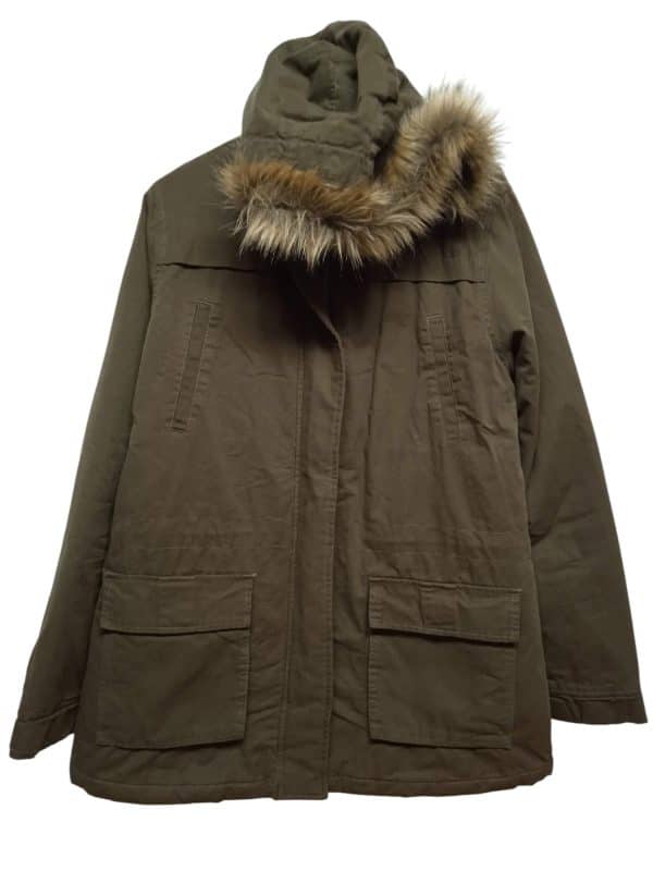 PARKA VERDE CAPUCHA PELUDA DESMONTABLE PIAF T L