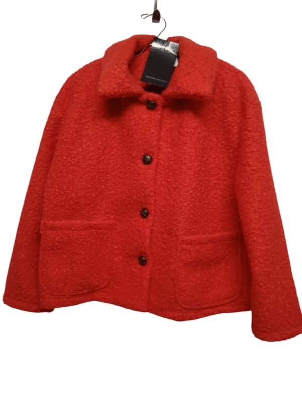 CHAQUETA TEJIDA ROJA VICTORIA M. ORTIZ T L APROX NUEVA