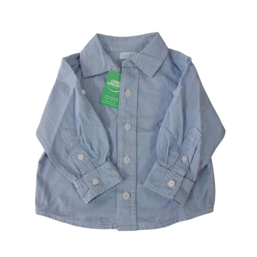 CAMISA RAYADA CELESTE BCA TEX T6M