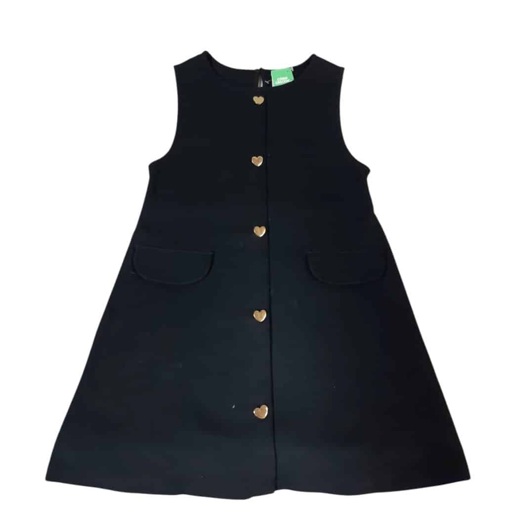 VESTIDO AZUL BOTONES CORAZON DORADO ZARA T9