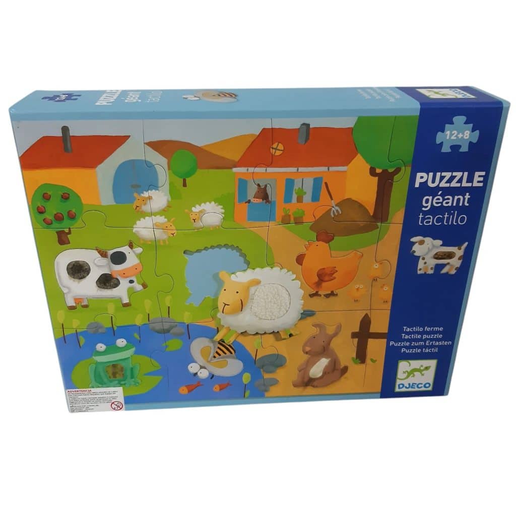 PUZZLE GEANT TACTILO 12 + 8 DJECO ANIMALES PELUDITOS