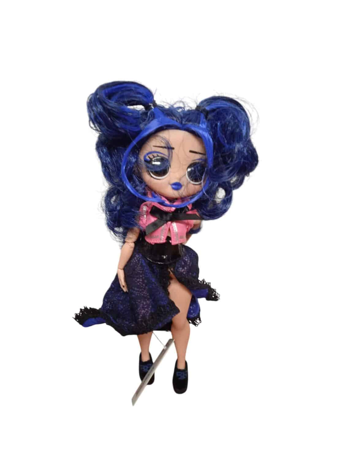 MUÑECA LOL PELO AZUL POLLERA LARGA TOP ROSADO