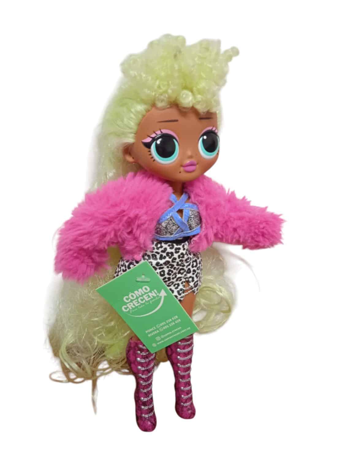 MUÑECA LOL PELO VERDE TORERITA PELUDA FUXIA