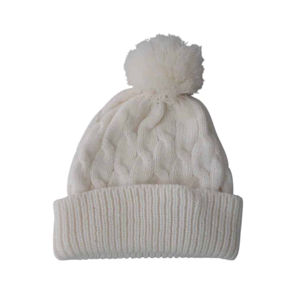 GORRO LANA BLANCO POM PON SIN ETIQUETA