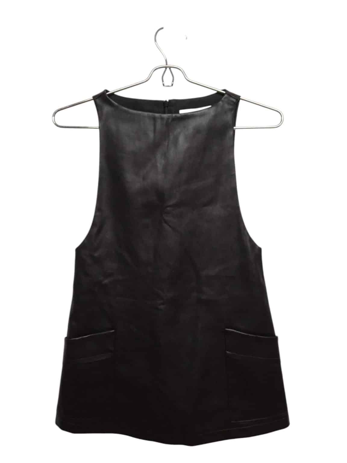 VESTIDO CUERINA NEGRO BOLSILLOS ZARA T7