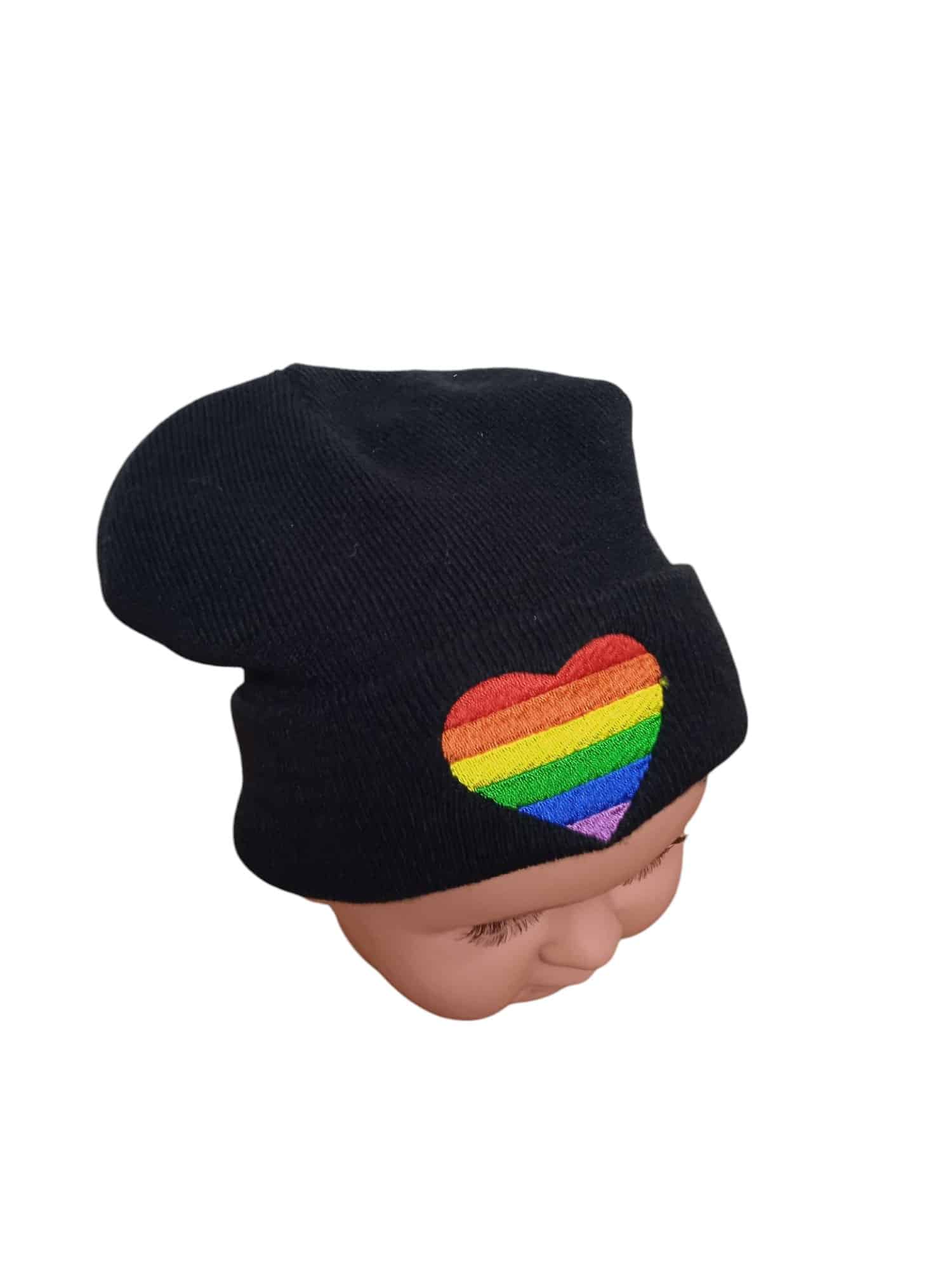 GORRO LANA NEGRO CORAZON COLORES ACCESSORIES  T U