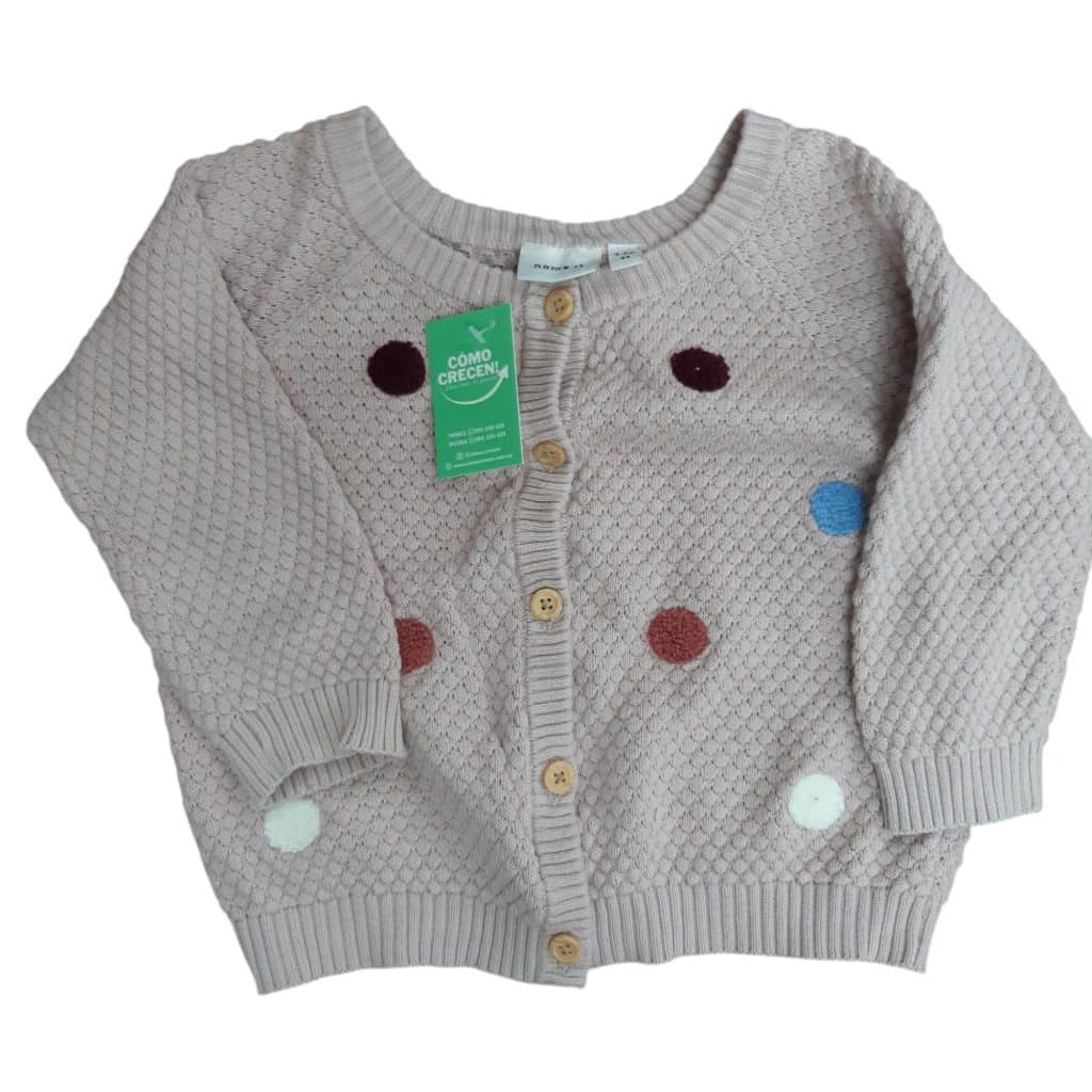 SACO TEJIDO ROSA VIEJO CIRULOS RELIEVE COLORES NAME IT 4/6M