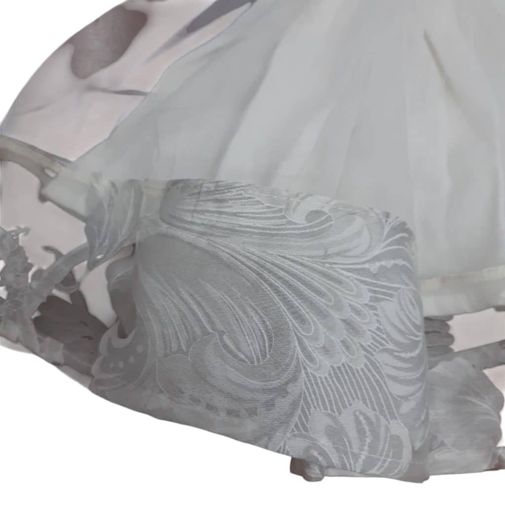 VESTIDO DE FIESTA GASA Y TUL BCO PERLITAS ARAZALELE T12/18MAPROX - Imagen 3