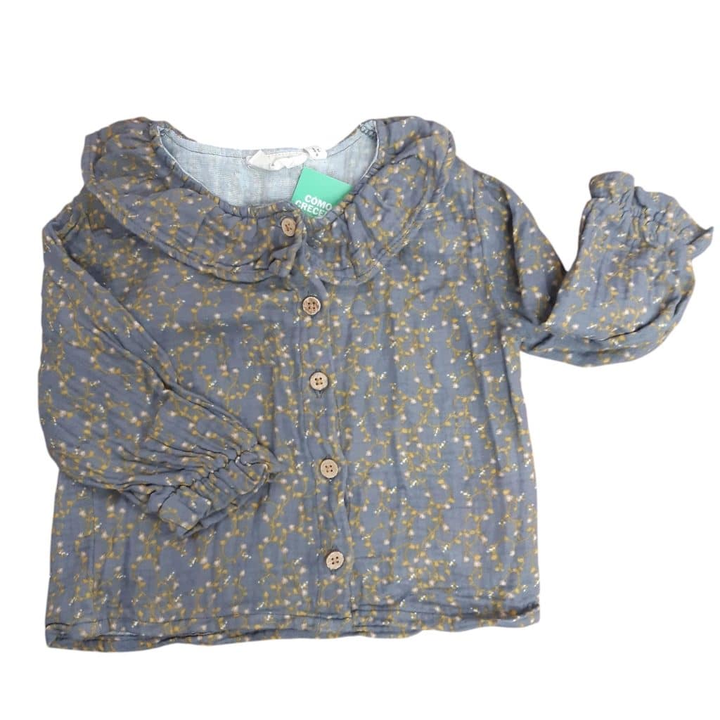 CAMISA GRIS RAMAS VERDES LIL ATELIER 6/9M