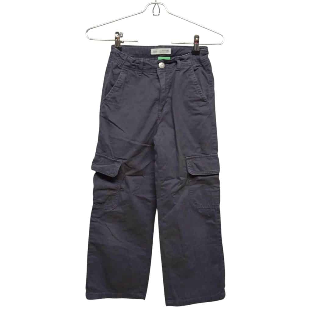 PANTALON GABARDINA CARGO AZUL ZARA T 9