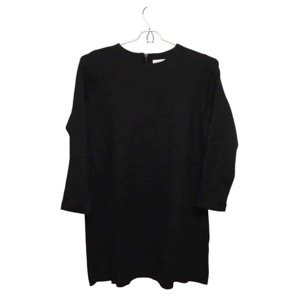 VESTIDO  NEGRO ZARA T 10 TEJIDO FRIZ