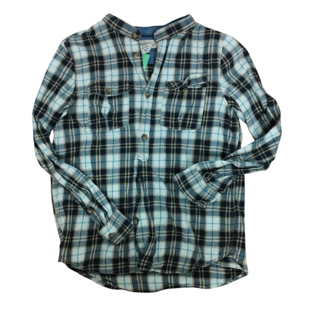 CAMISA VILLELA CUADRILLE AZUL BLANCO BEIGE H&M T7/8