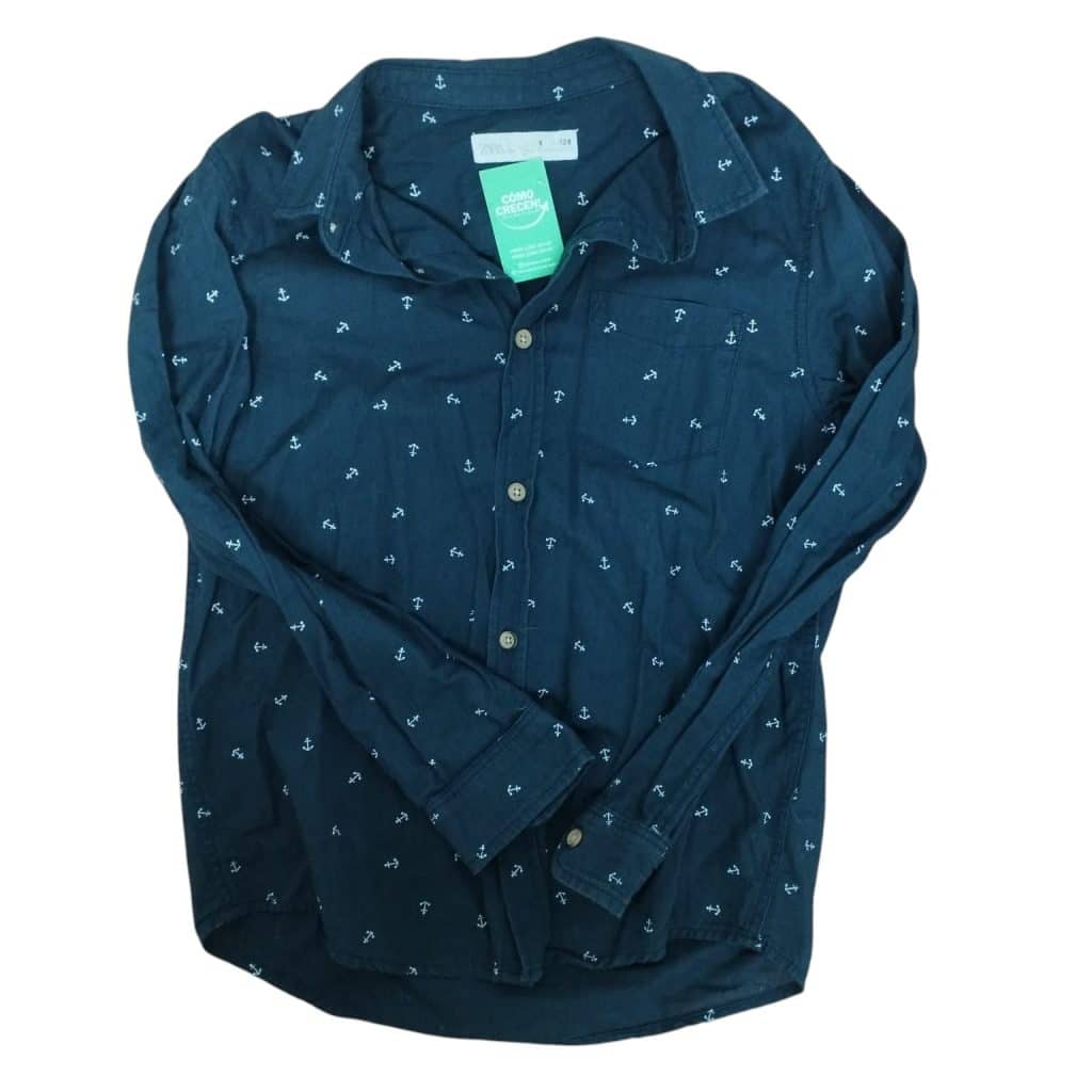 CAMISA AZUL ANCLAS BLANCAS ZARA T8