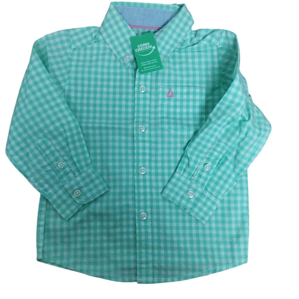 CAMISA CUADROS BCO VERDE BOTE BORDADO CARTERS T 18 M