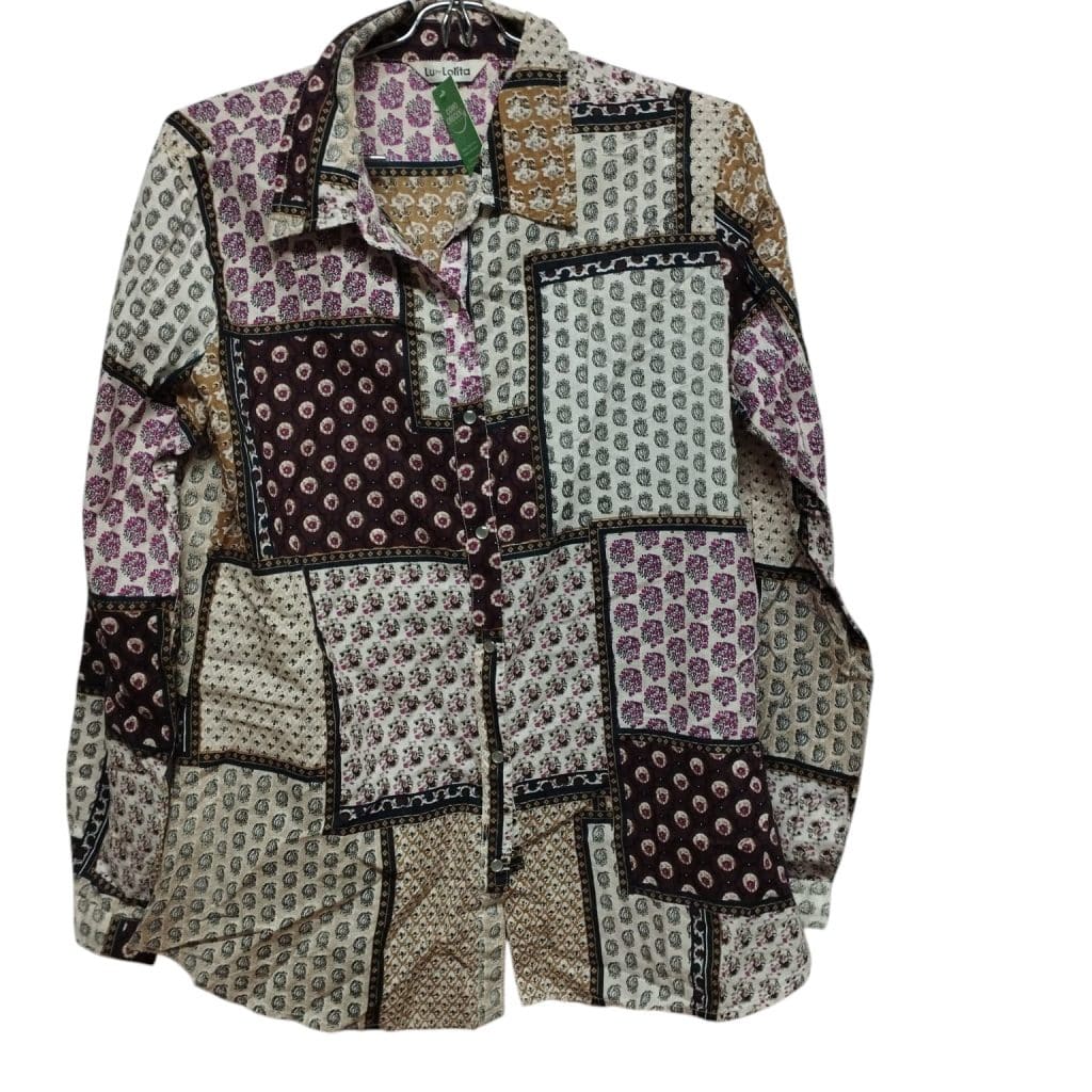 CAMISA CUADROS FLORES ARABESCOS FLORES LOLITA T L