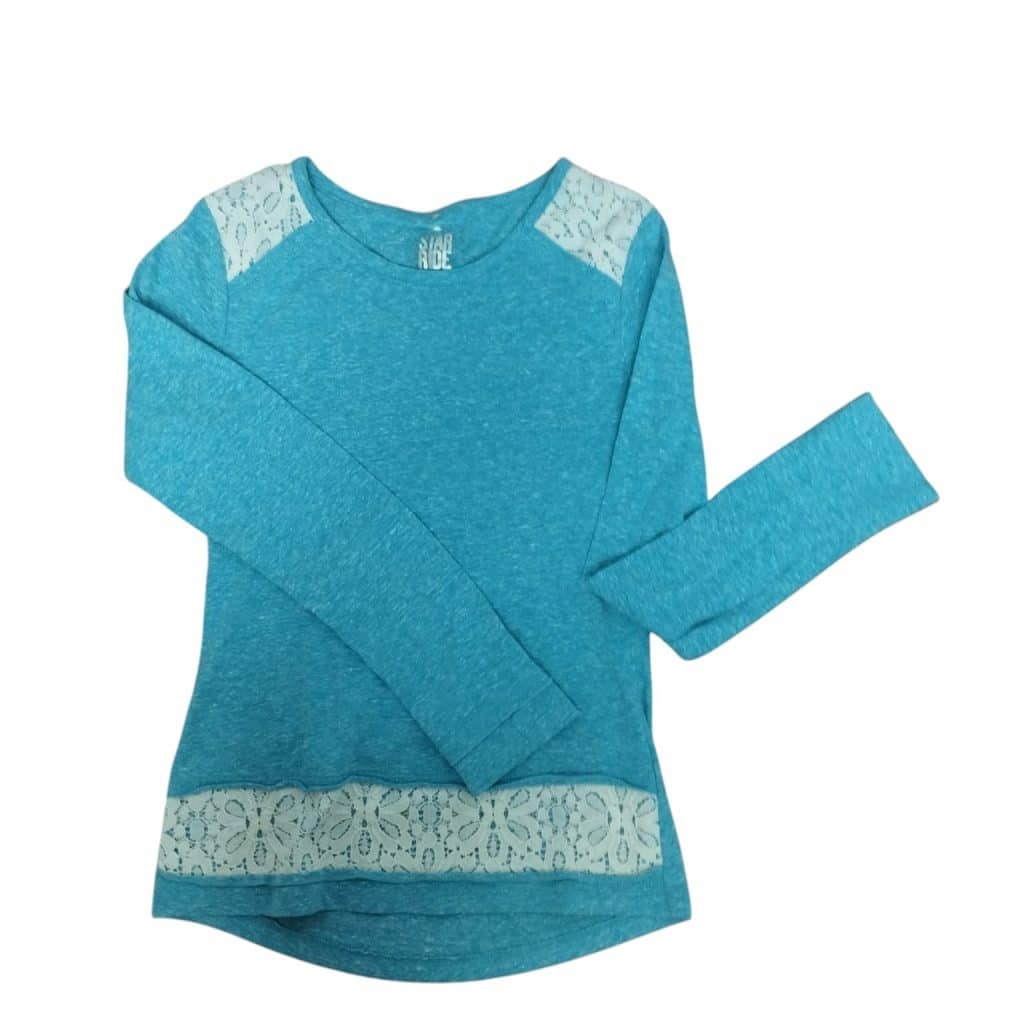 REMERA CELESTE APLIQUES PUNTILLA STAR RIDE T M (10-12)