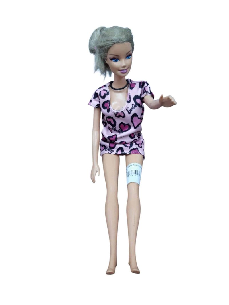 BARBIE VESTIDO ROSA BARBIE RUBIA COLLAR NEGRO