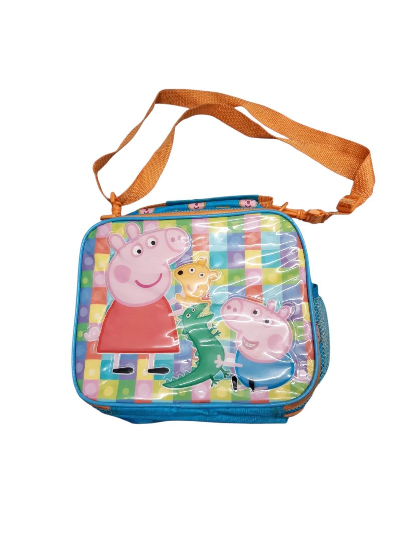 LUNCHERA CELESTE NARANJA PEPPA PIG Y GEORGE