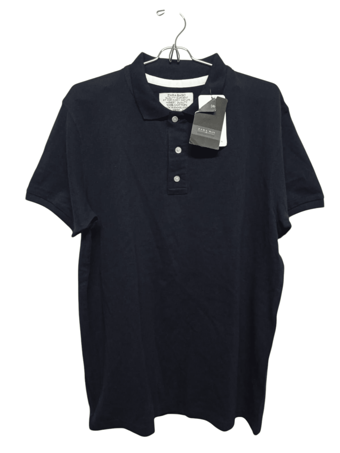 REMERA PIQUE NEGRA ZARA T XL-44 NUEVA
