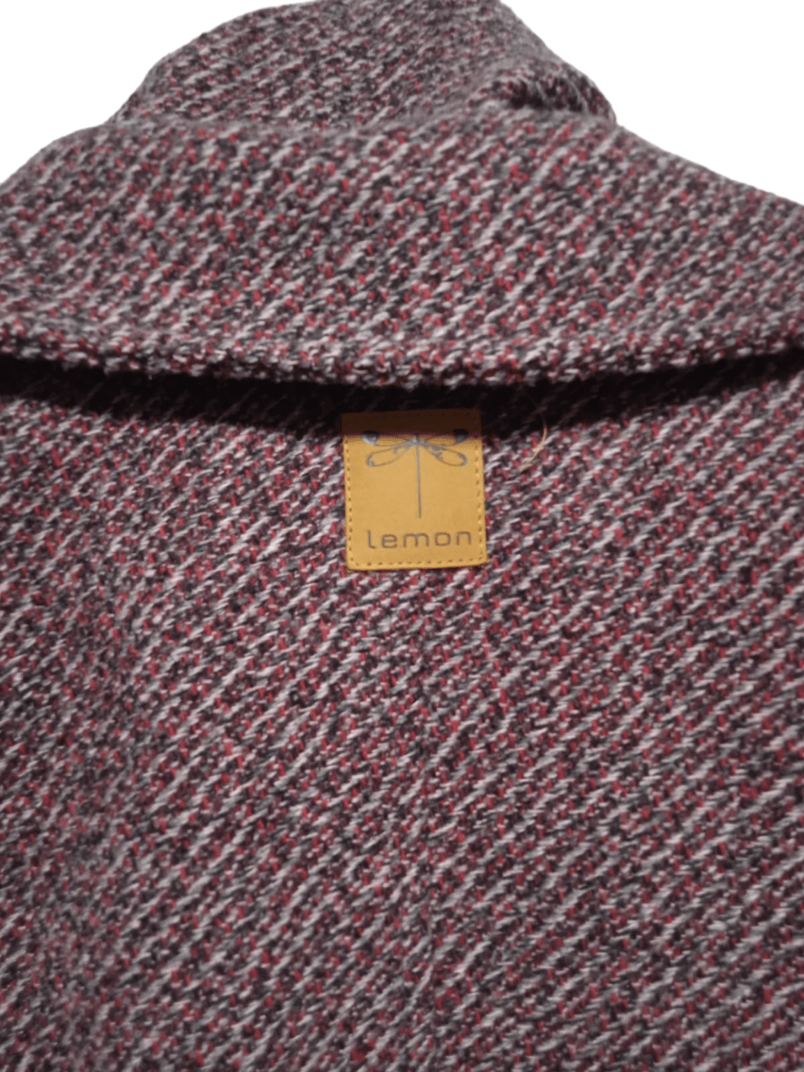 tapado saco jaspeado rojo negro capucha lemon t3 L ap - Imagen 2