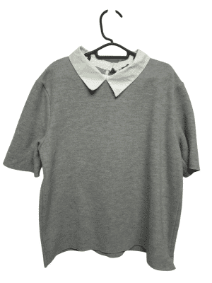 BUZO LANILLA GRIS CUELLO BLANCO M/C ZARA TM
