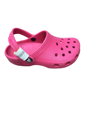 crocs fucsia c 12- 29.5 raspadas atras pie izquierdo