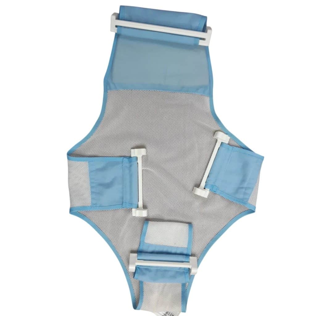 SOPORTE PARA BAÑAR BEBE BCO Y CELESTE CON ENGANCHES