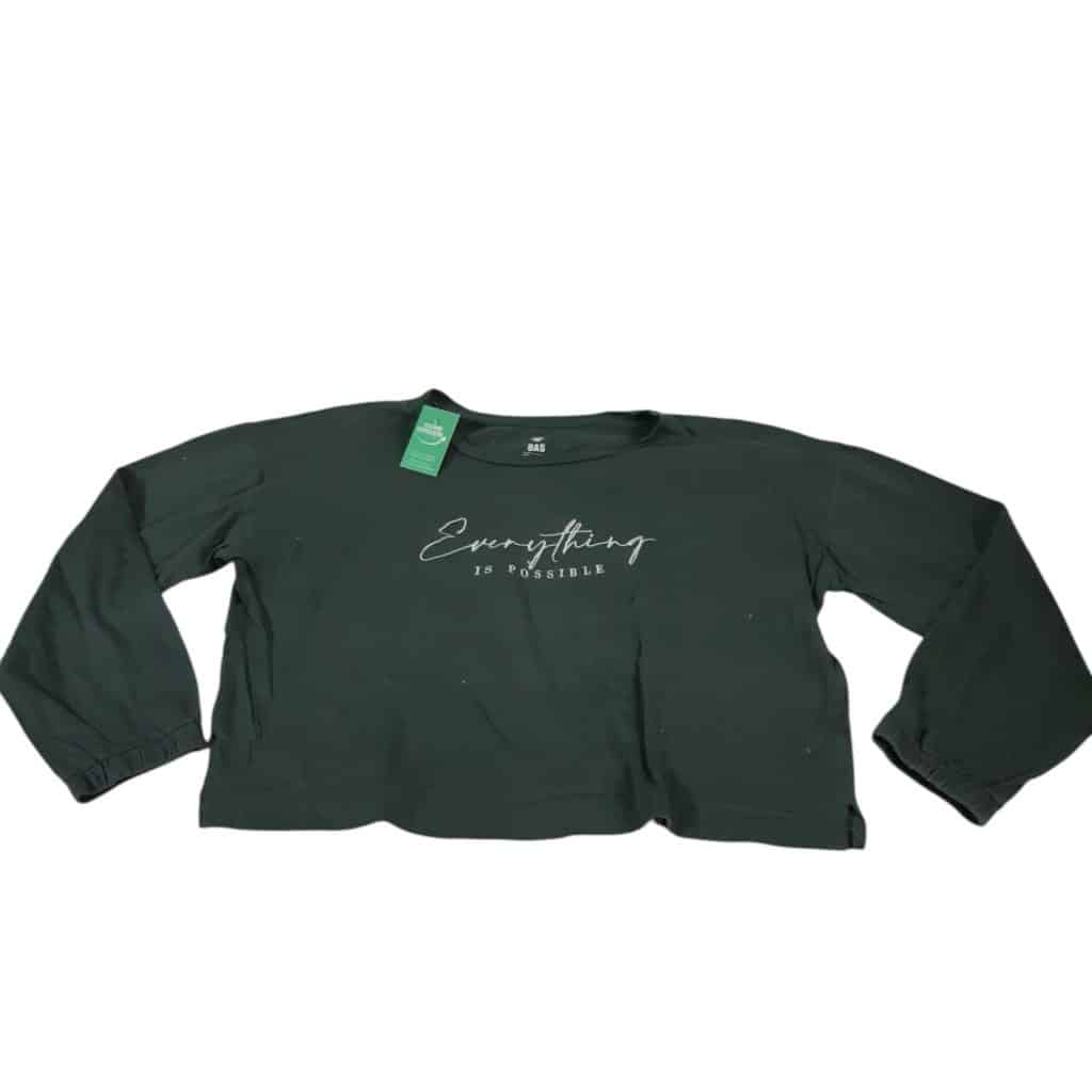 REMERA CORTA ML ALG VERDE EVERYTHING IS POSSIBLE BAS T14