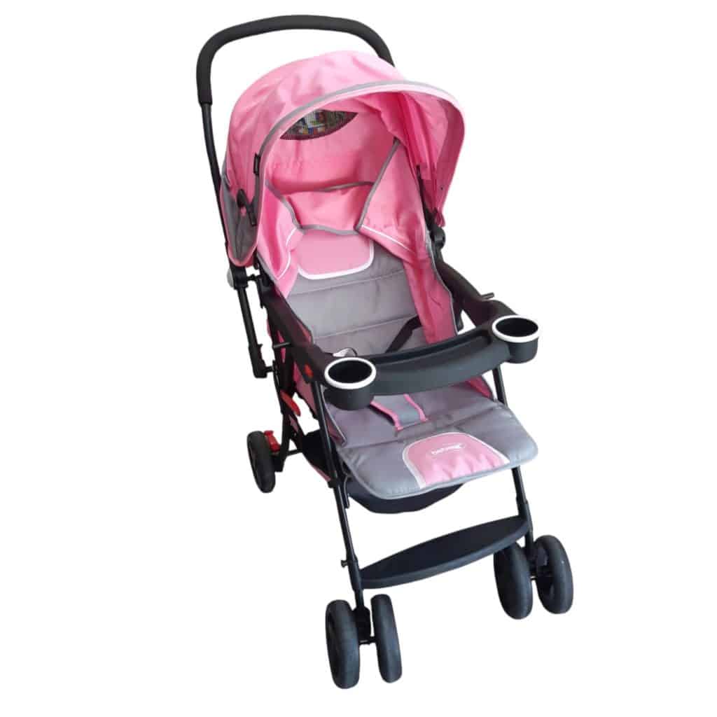 COCHE BEBESIT ROSA GRIS NEGRO