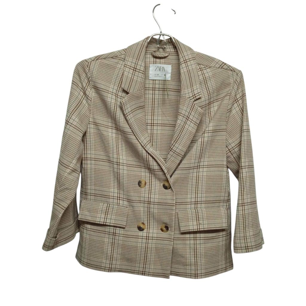 CONJUNTO CHAQUETA CUADRILLE Y       POLLERA TABLEADA ZARA T 8 - Imagen 2