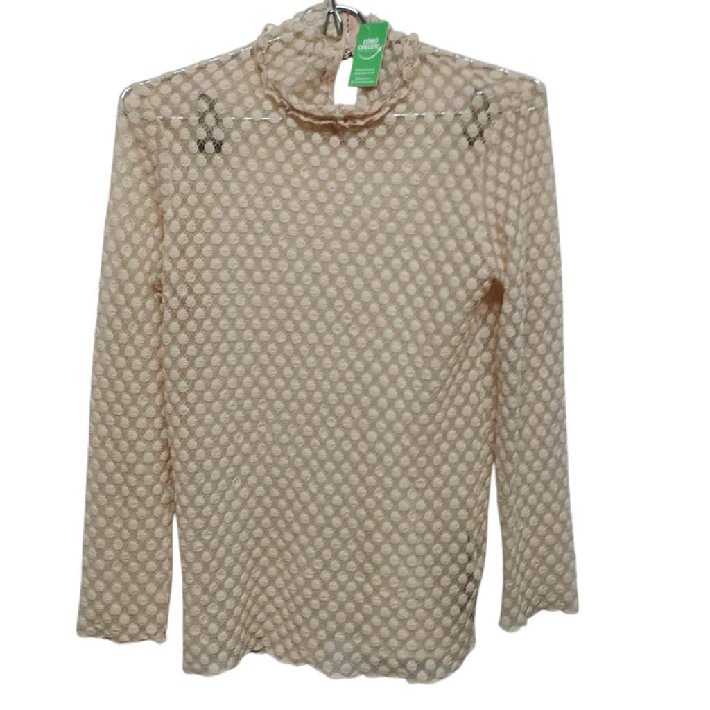 BLUSA ENCAJE BEIGE CIRCULOS ZARA T L