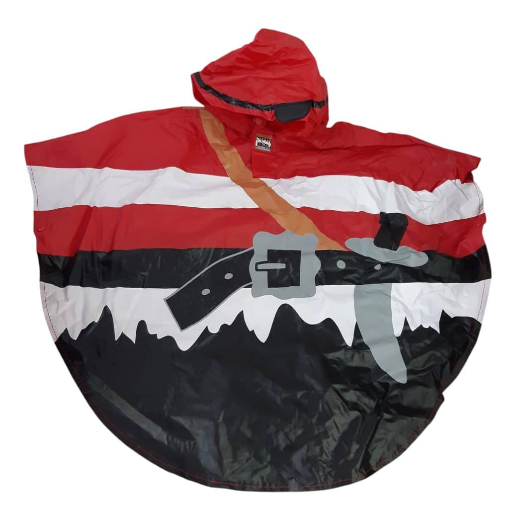 CAPA DE LLUVIA NEGRO ROJO BCO PIRATA
