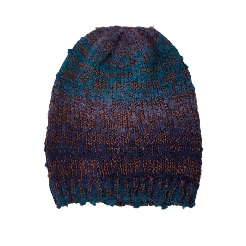 GORRO HILO AZUL VERDE VIOLETA DANIEL CASSIN