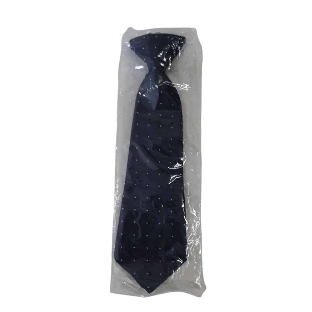 CORBATA CHICA AZUL PUNTOS BCOS ROJOS