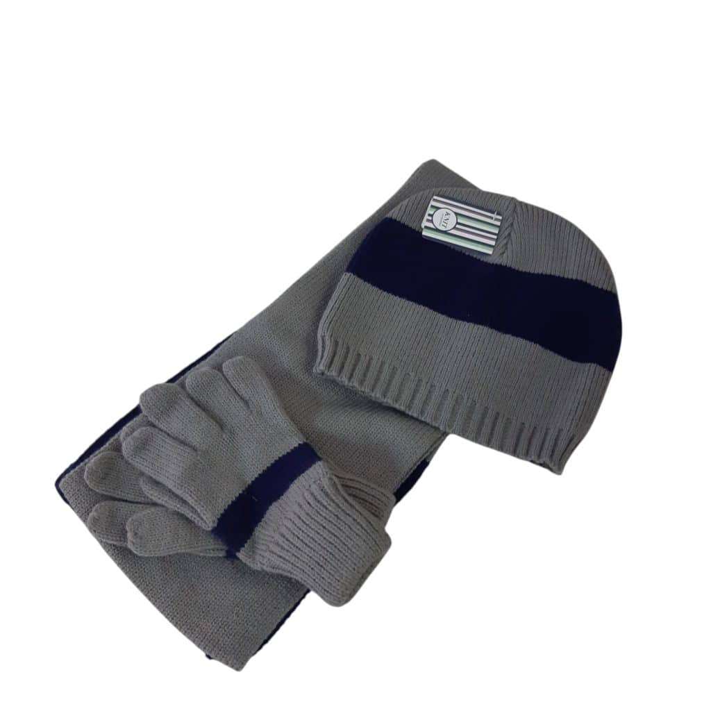 SET GORRO BUFANDA Y GUANTES HILO GRIS NEGRO KNIT ACCESORIES NUEVO